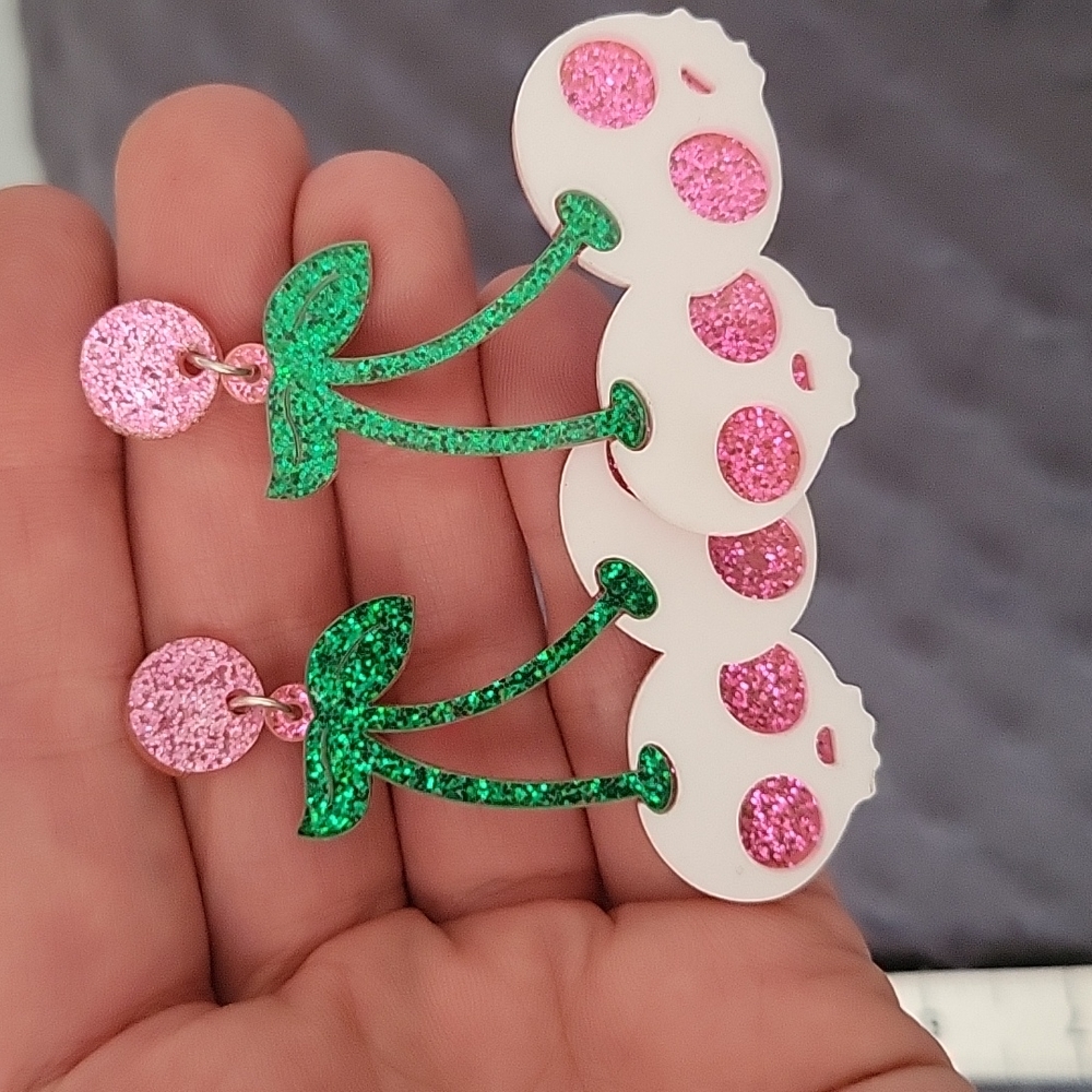 Sparkle Skull Cherry Earrings - Picture 3 of 7